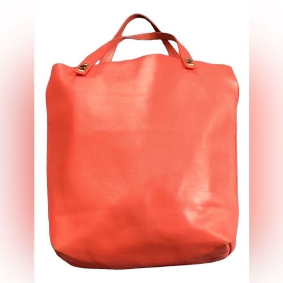 AUTHENTIC BALENCIAGA CALFSKIN LEATHER LARGE TOTE SHOULDER HANDBAG CORAL/BLACK - Picture 12 of 12